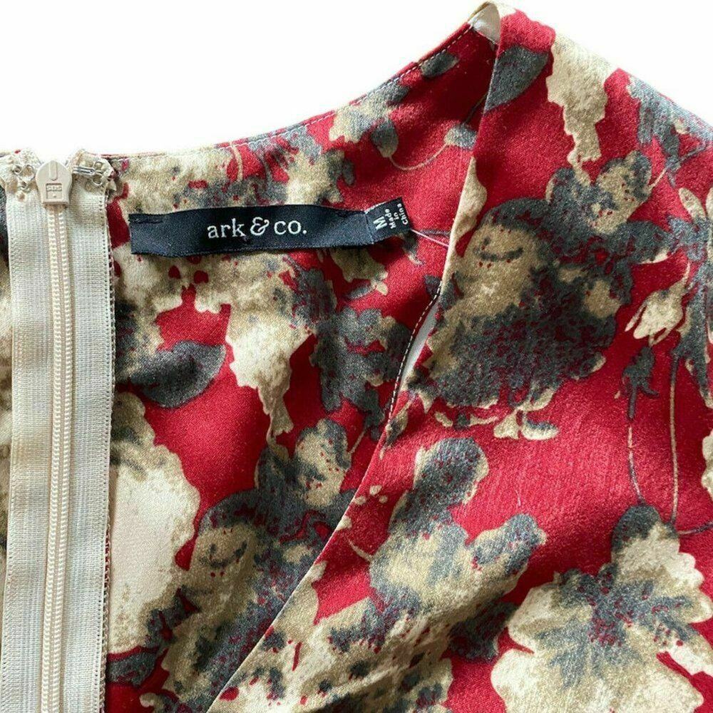 Ark & Co ivory Burgundy Floral Jumpsuit Long Sleeve Wrap Front Size Mediun boho - Picture 4 of 12